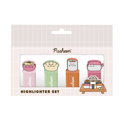 Pusheen Sushi Roll set of 4 highlighters with topper
