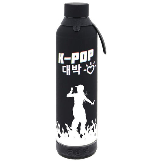K-Pop Black thermal bottle with speaker 600ml