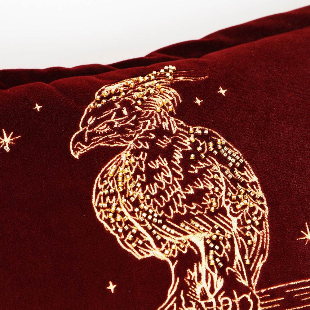 Harry Potter Fawkes velvet cushion Nerdscape