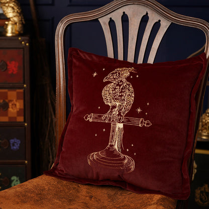 Harry Potter Fawkes velvet cushion Nerdscape