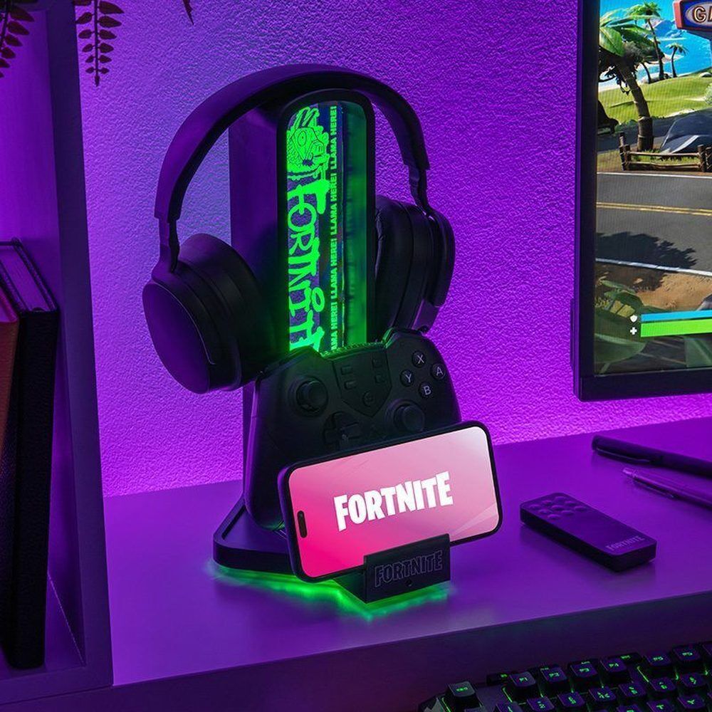 Fortnite desk headphone stand with light Nerdscape