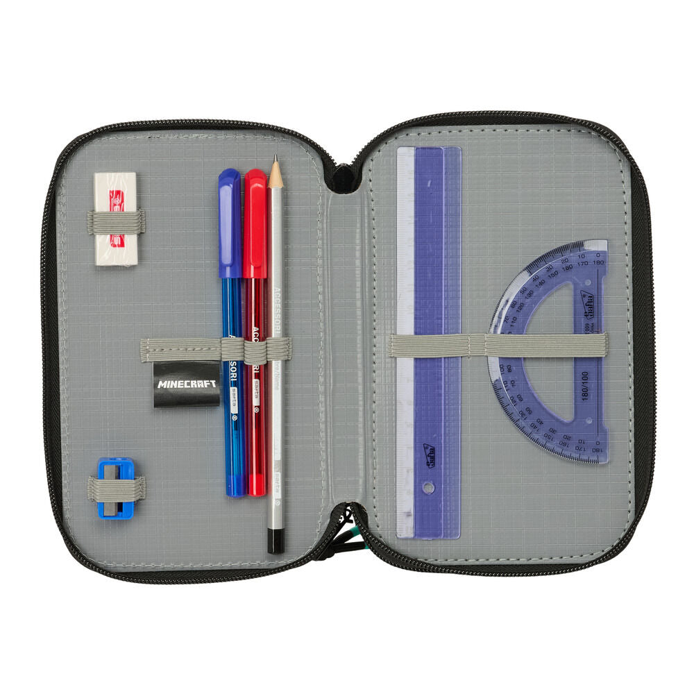 Minecraft Screen triple pencil case 37pcs Nerdscape