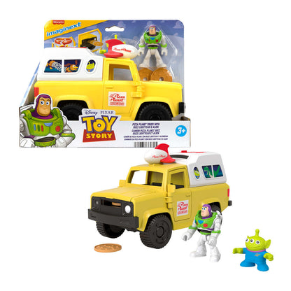 Imaginext Disney Pixar Toy Story Pizza Planet truxk + Buzz Lightyear and Alien figures