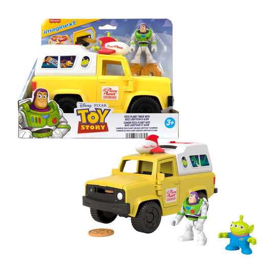 Imaginext Disney Pixar Toy Story Pizza Planet truxk + Buzz Lightyear and Alien figures