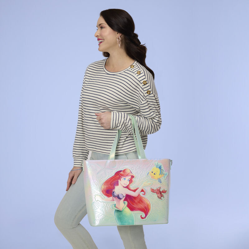 Loungefly Disney The Little Mermaid Ariel, Flounder and Sebastian tote bag with coin bag Nerdscape