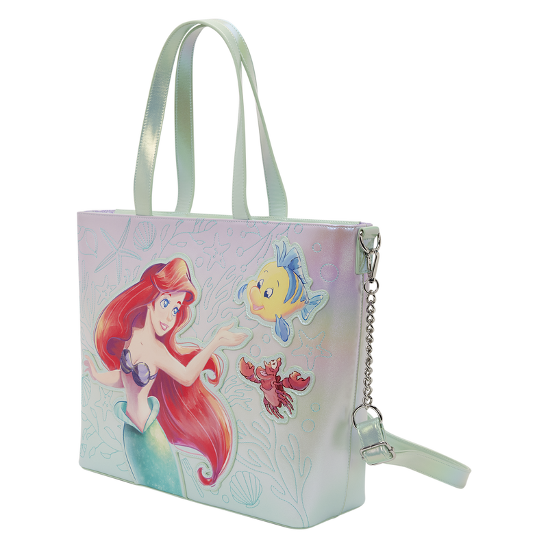 Loungefly Disney The Little Mermaid Ariel, Flounder and Sebastian tote bag with coin bag Nerdscape