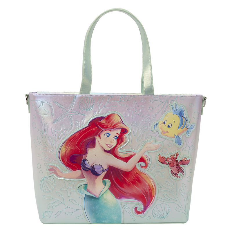 Loungefly Disney The Little Mermaid Ariel, Flounder and Sebastian tote bag with coin bag Nerdscape