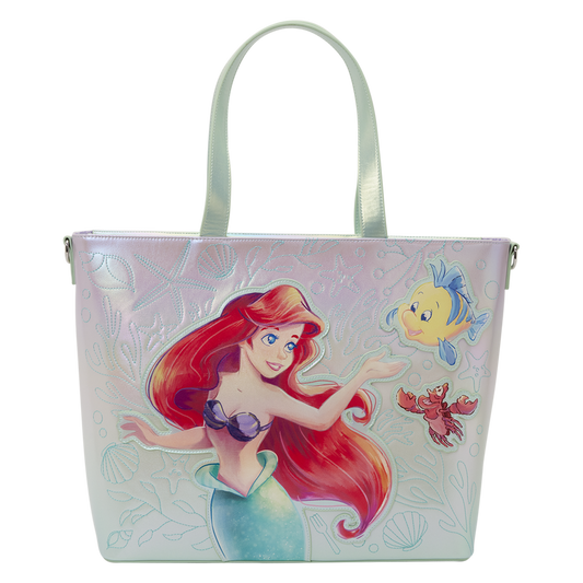 Loungefly Disney The Little Mermaid Ariel, Flounder and Sebastian tote bag with coin bag Nerdscape