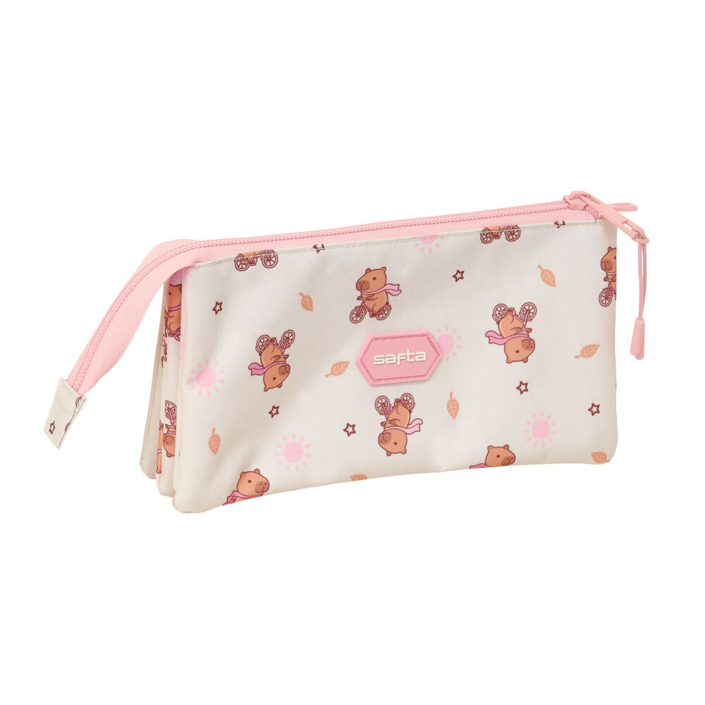 Capybara triple pencil case