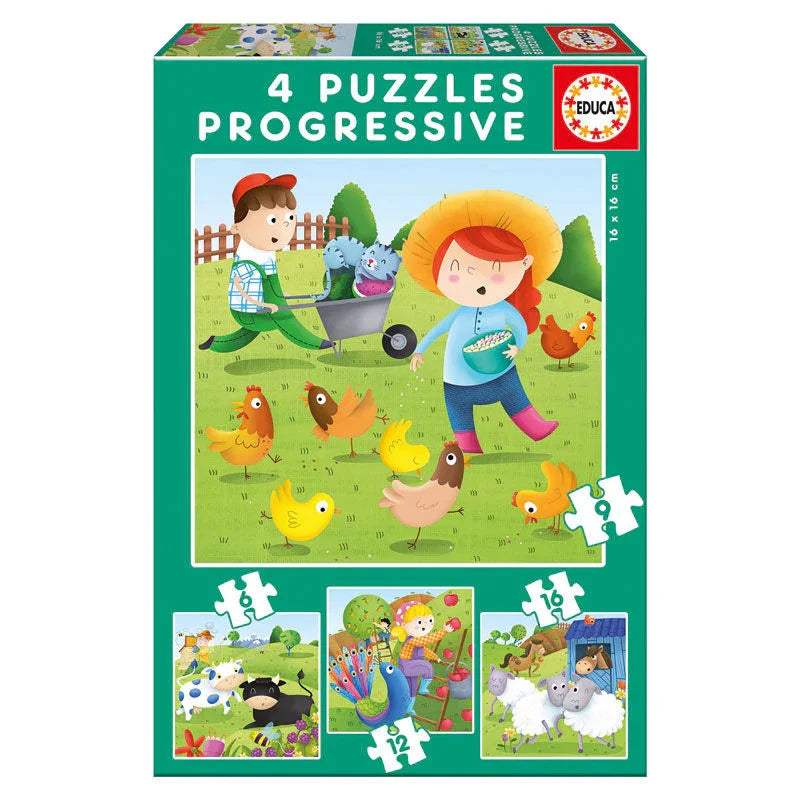 Farm Animals Progressive puzzle 6-9-12-16pcs Nerdscape