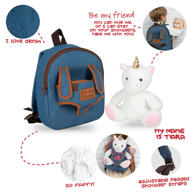 Sac à dos Tiara Licorne avec peluche 26 cm