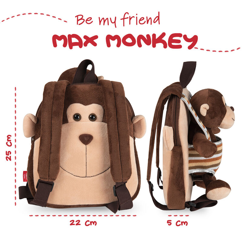 Sac à dos réversible Max Monkey avec peluche 25 cm