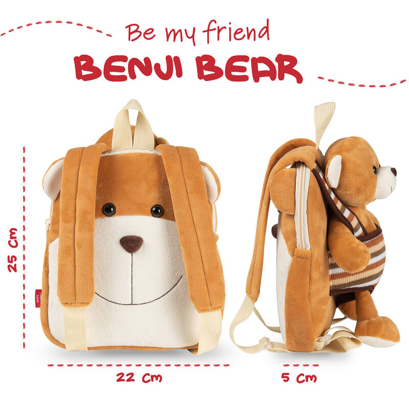 Sac à dos réversible Benji Bear avec peluche intégrée (25 cm)