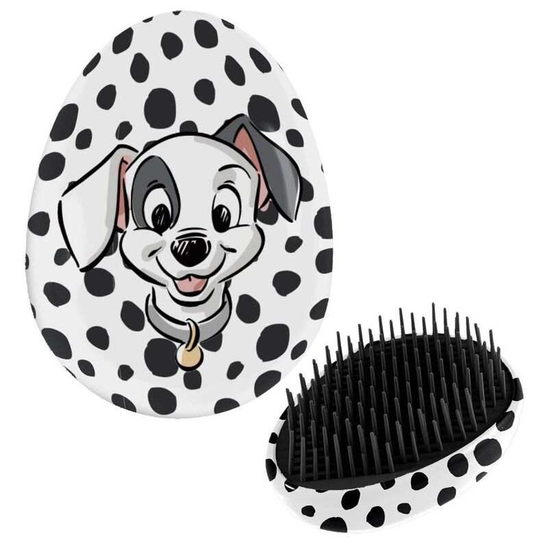 Spazzola capelli bianca con macchie nere e disegno di cucciolo dalmata, stile Nerdscape.
