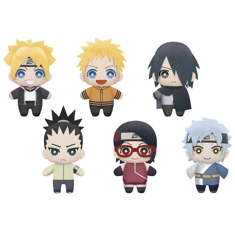 Présentoir de 9 peluches Boruto Naruto Next Generations Tomonui 12 cm
