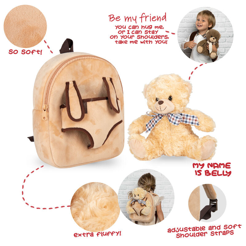 Sac à dos Bear Belly avec peluche 26 cm