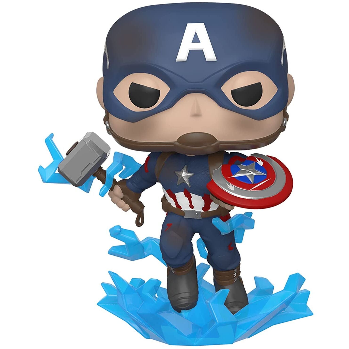 POP figure Marvel Avengers Endgame Captain America with Broken Shield & Mjolnir Nerdscape
