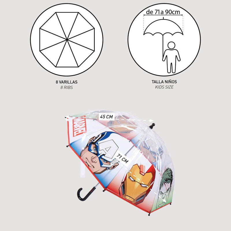 Parapluie manuel Marvel Avengers bulle 45 cm