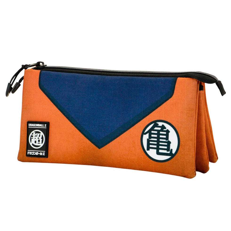 Astuccio arancione e blu Dragon Ball Z con simboli giapponesi, ideale per fan Nerdscape
