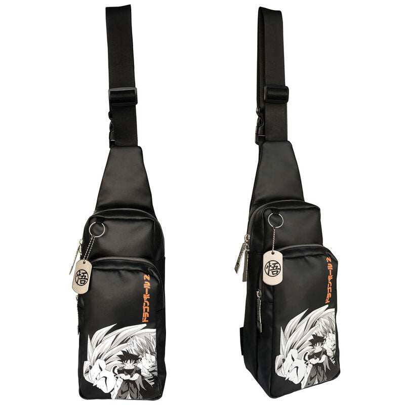 Borsa a tracolla nera Nerdscape con stampa anime e dettagli manga, stile streetwear geek