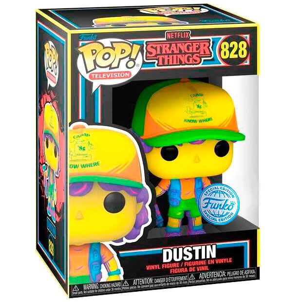 Figurine POP Stranger Things Dustin en tenue de bœuf, édition limitée Black Light