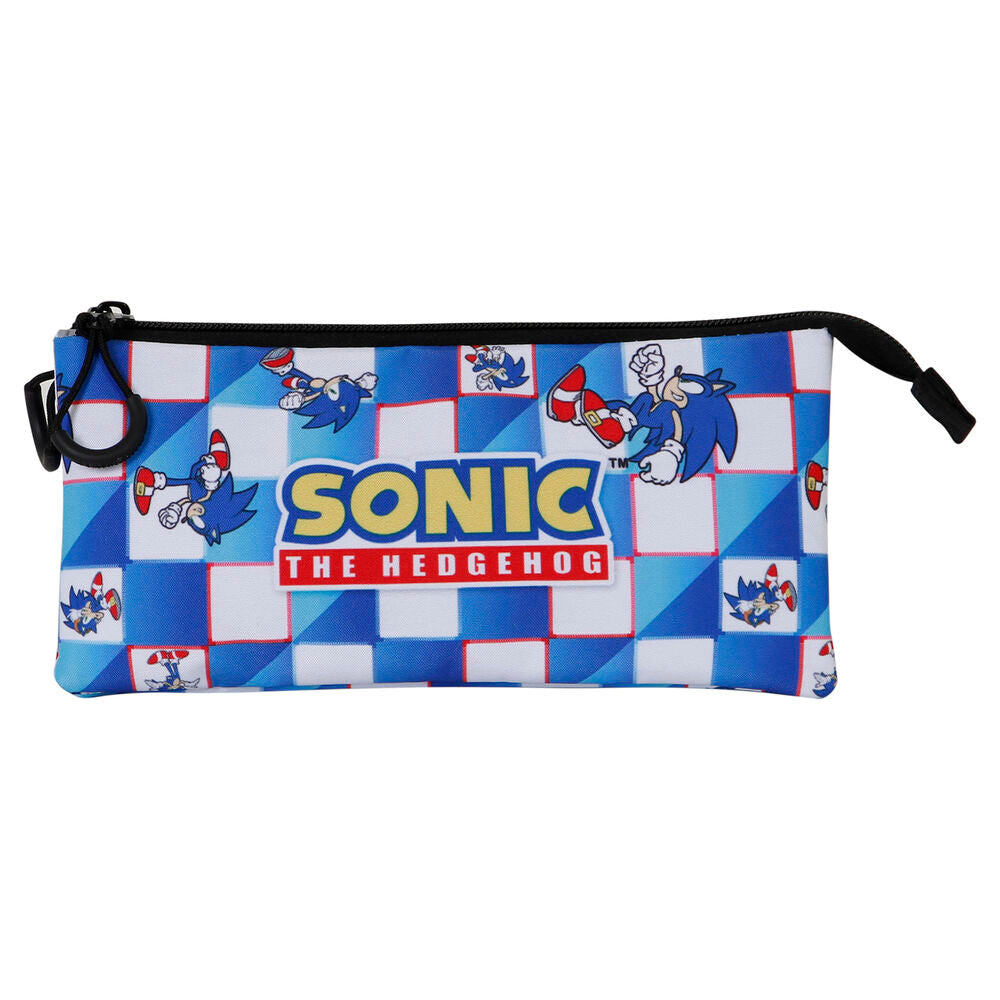 Trousse triple Sonic le Hérisson bleue Lay