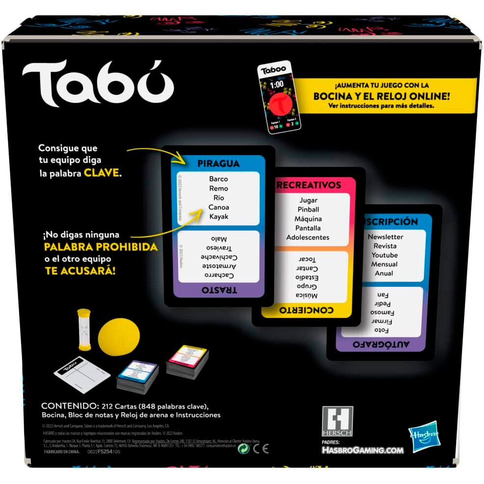 Jeu de société Tabou espagnol