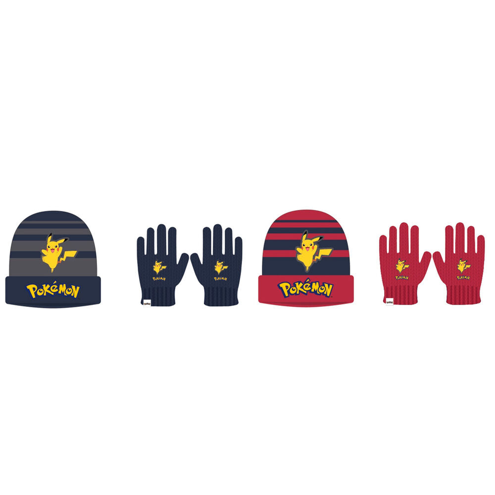 Ensemble chapeau et gants assortis Pokémon Pikachu pour enfants