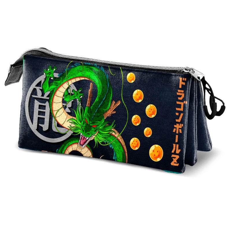 Dragon Bal Plus Shenron triple pencil case with three compartments and liquid repellent Ripstop material