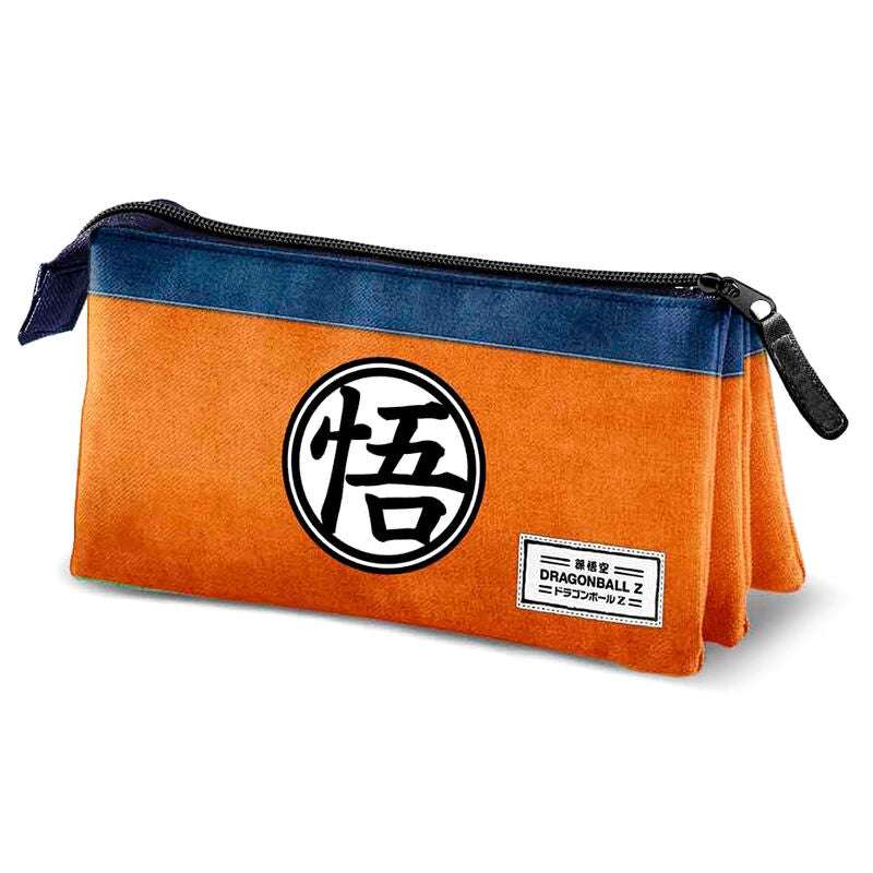 Dragon Ball Symbol triple pencil case with three compartments in durable Ripstop material