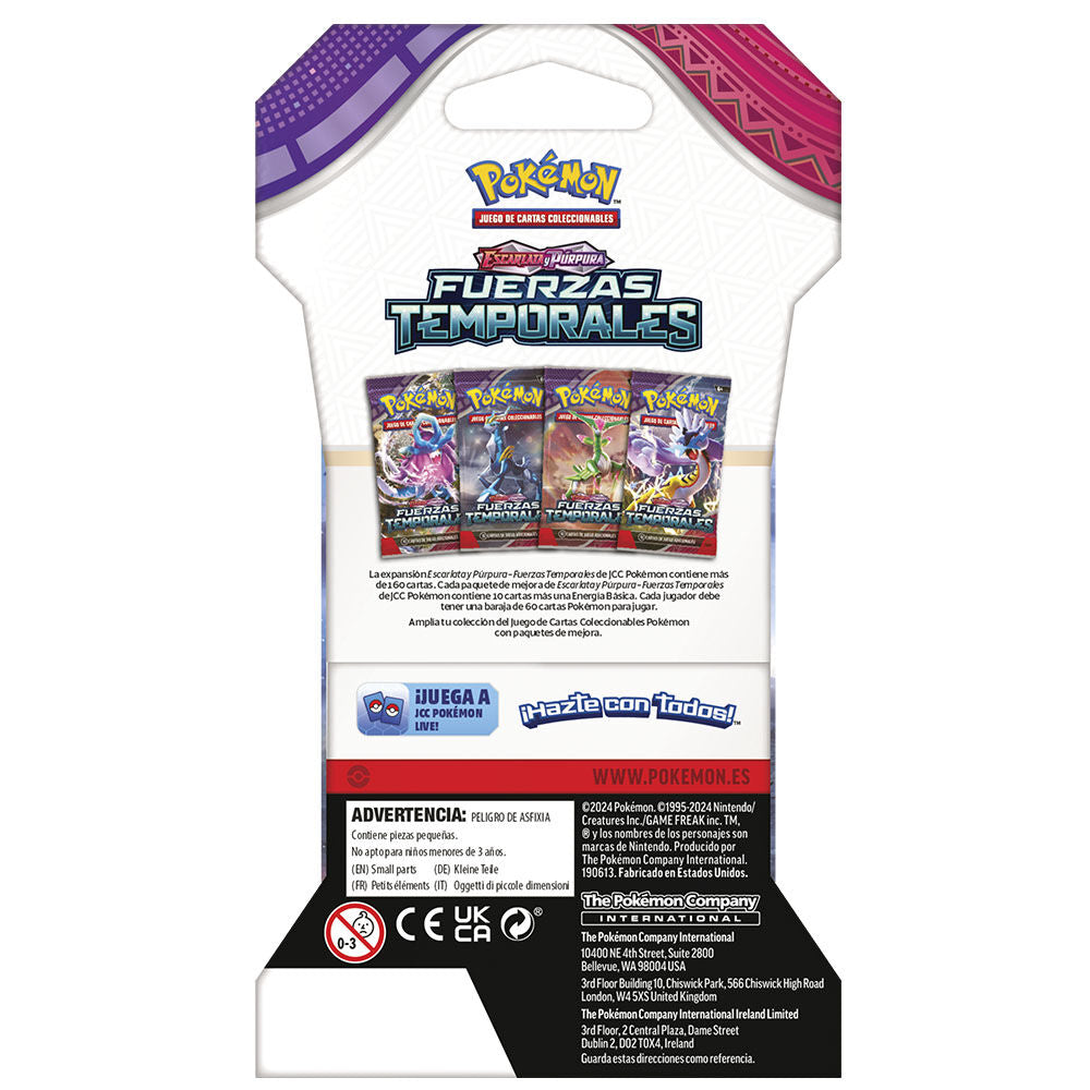 Spanish Pokemon Scarlet & Purple Temporary Forces collectible card game envelope