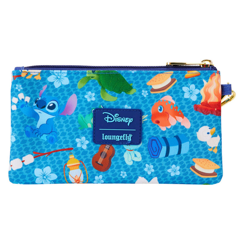 Portefeuille à fermeture éclair Loungefly Disney Stitch Camping Cuties