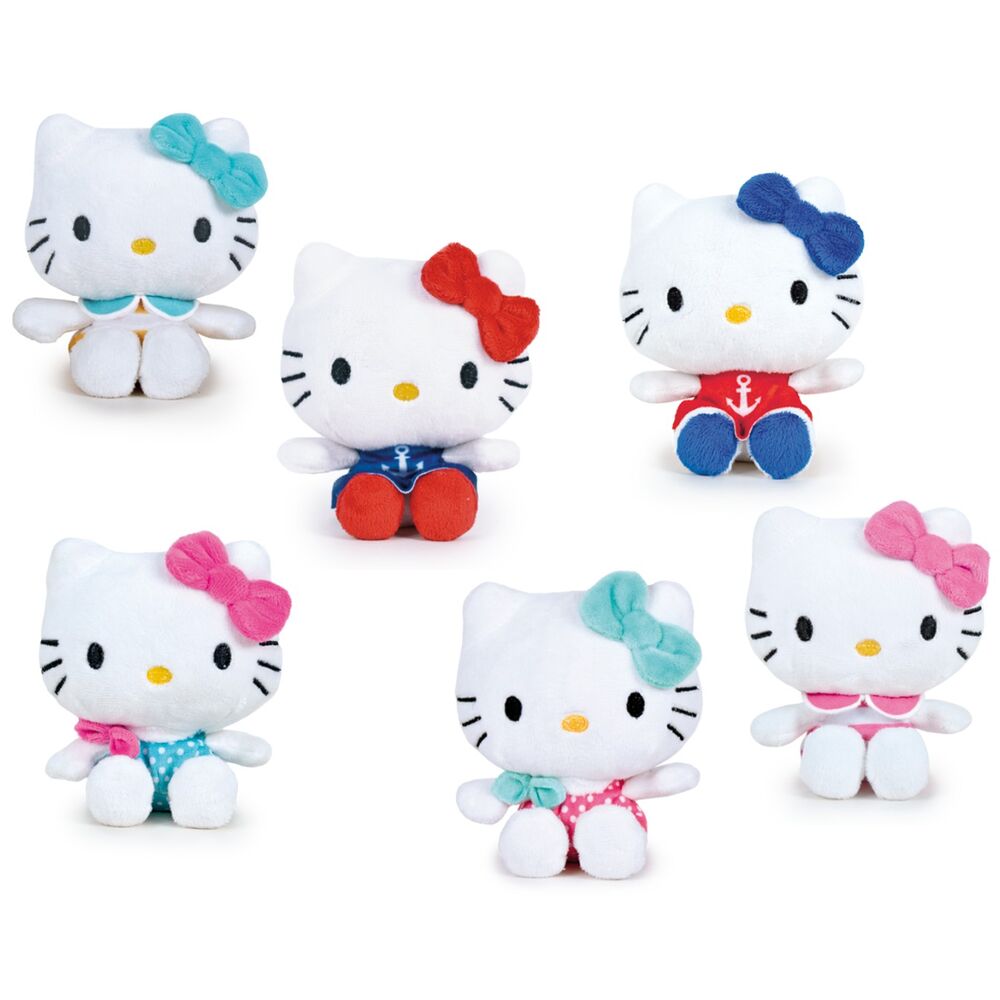 Set di peluche Hello Kitty colorati con fiocchi e costumi, articoli da collezione Nerdscape.