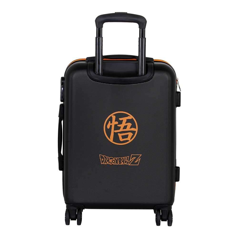 Valigia nera Dragon Ball Z con logo arancione, trolley per fan Nerdscape
