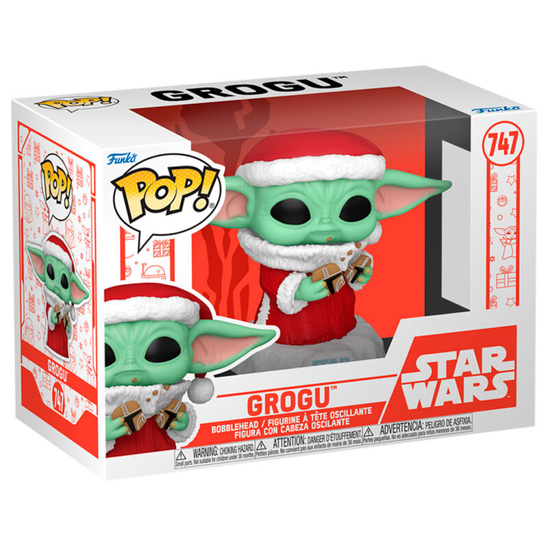 Figurine POP Star Wars Grogu avec un biscuit de Noël