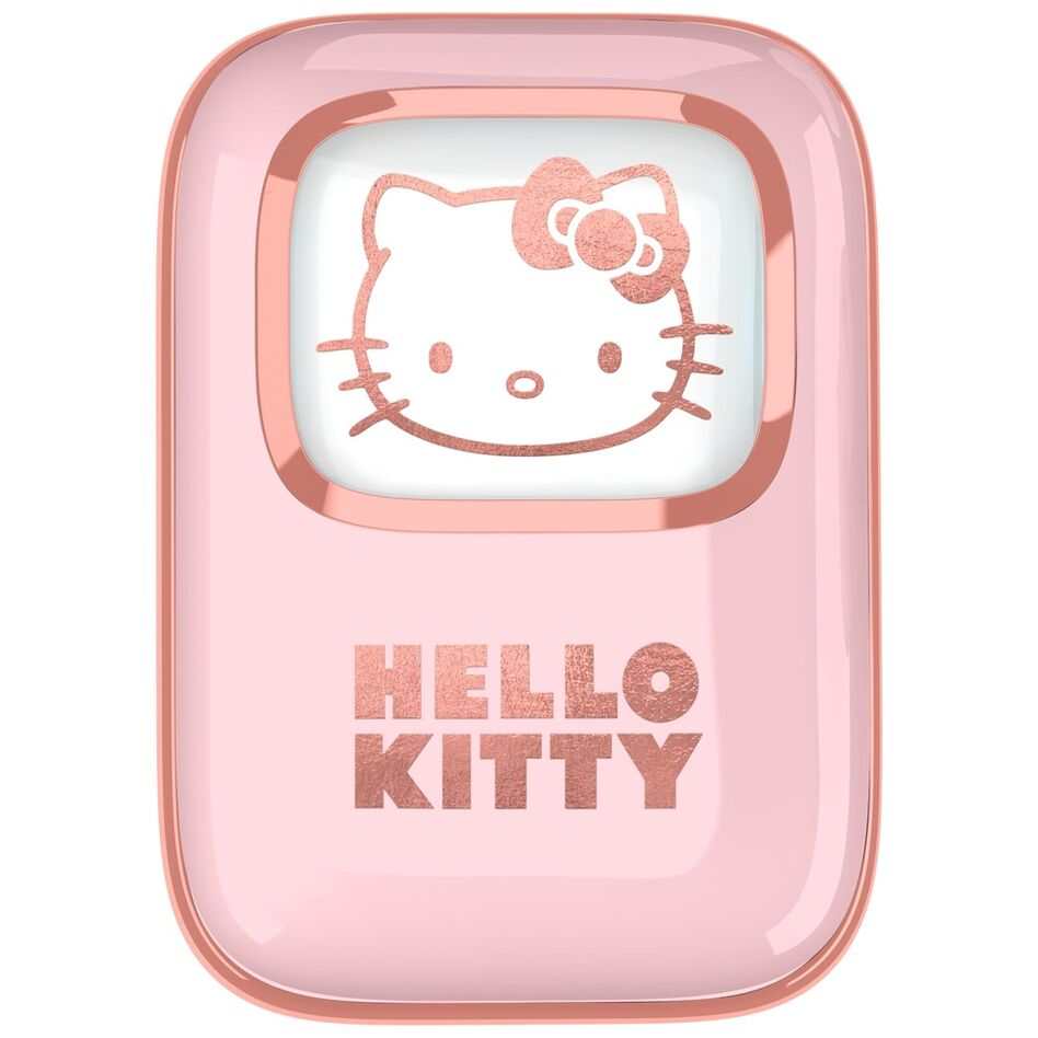 Mini gadget rosa Hello Kitty con logo Nerdscape, accessorio kawaii da collezione.