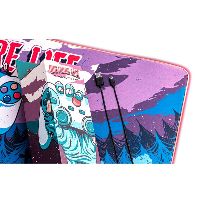 One More Life Gameration LED Gaming Desk Mat with RGB Lighting - Nerdscape