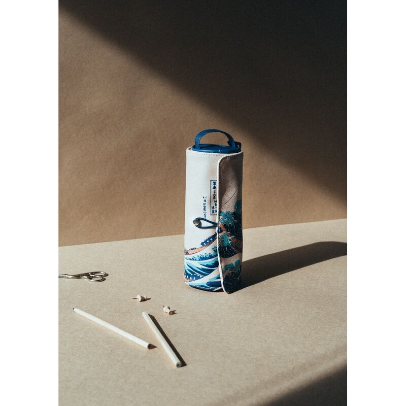 Trousse à crayons enroulable La Grande Vague de Kanagawa Hokusai