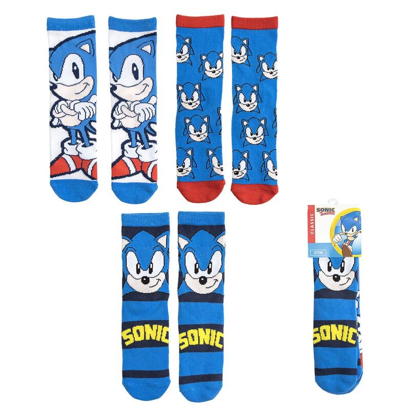 Chaussettes assorties Sonic le Hérisson, lot de 3