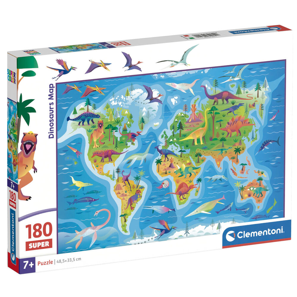 Carte des dinosaures - Super puzzle de 180 pièces