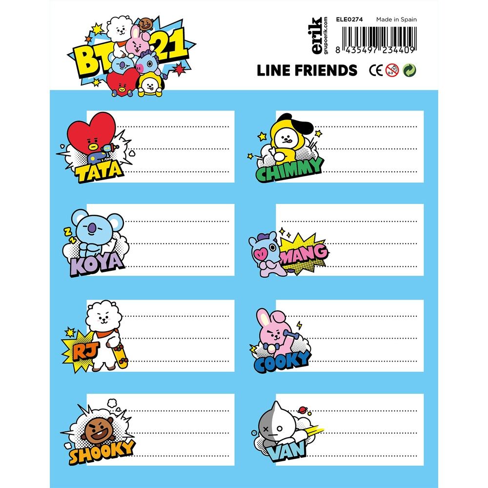 Funko Pop! BT21 Adhesive Labels - Set da 16 Etichette 8x4cm - Nerdscape