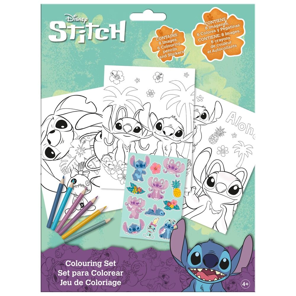 Disney Stitch colouring stickers set