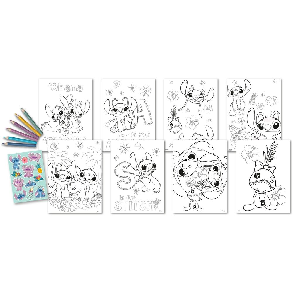 Disney Stitch coloring stickers set