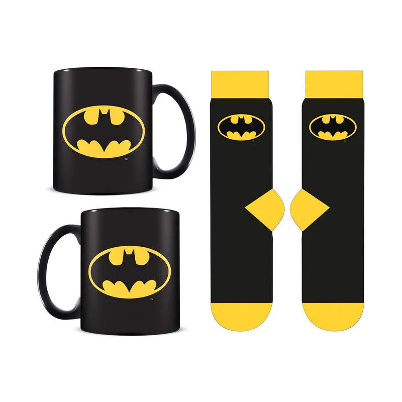 Ensemble tasse et chaussettes à l'effigie du logo Batman de DC Comics