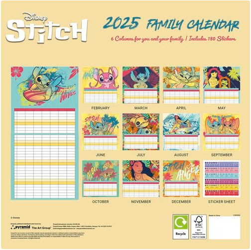 Calendrier de planification familiale Disney Stitch