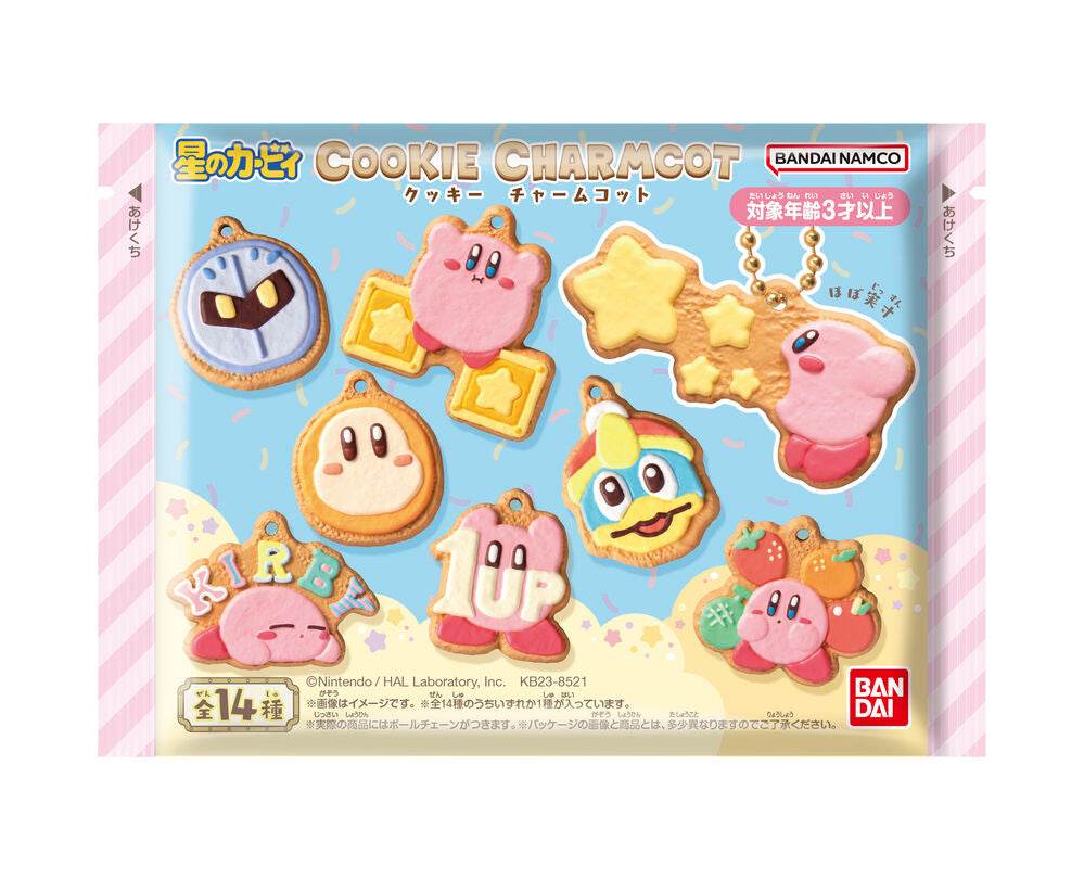 Biscotti decorati con personaggi di Kirby, set ufficiale Bandai Namco, stile kawaii, Nerdscape.