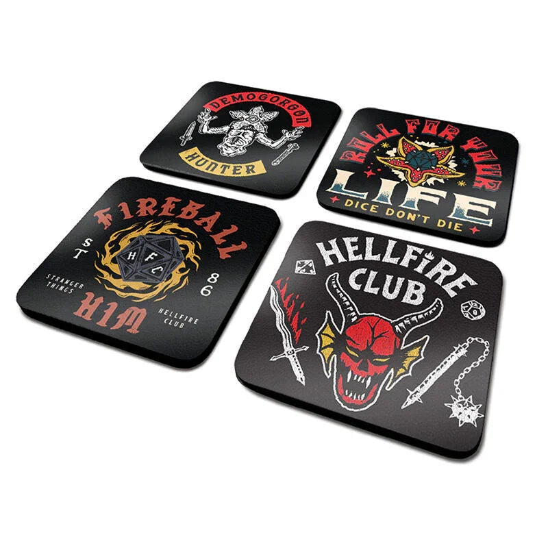 Stranger Things Helfire Club coasters 10cm Nerdscape