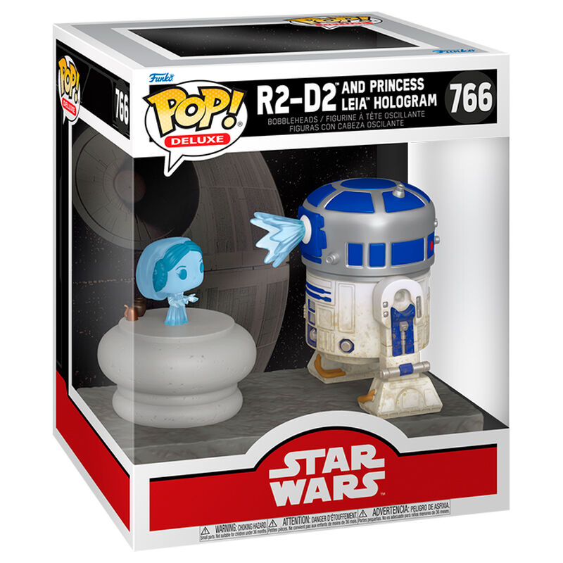 POP figure Deluxe Star Wars R2-D2 and Princess Leia Hologram