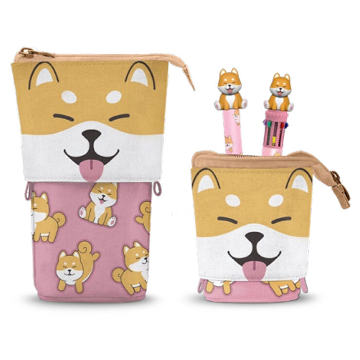 Oh My Pop! Shiba pencil case + Pen 10 colors + erasable pen