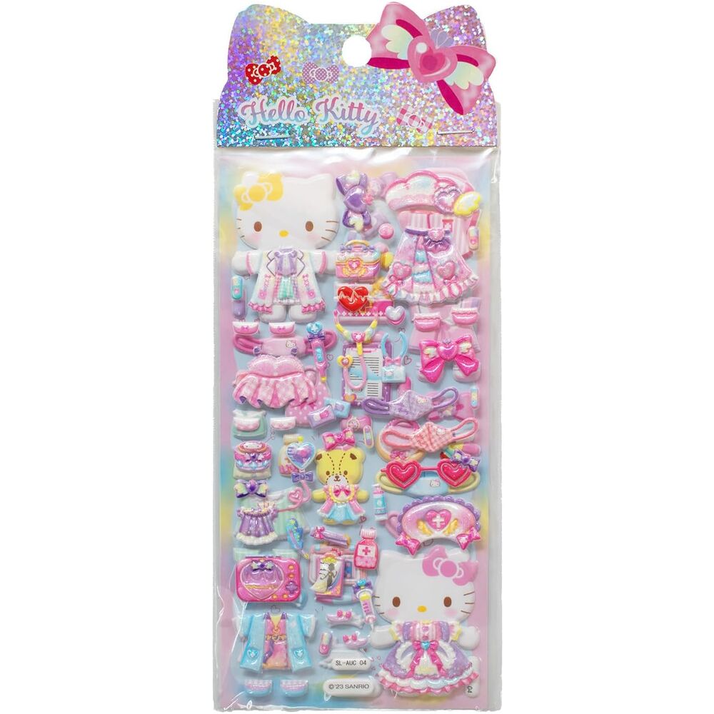 Set di adesivi 3D Hello Kitty rosa pastello, vestiti kawaii, accessori, Nerdscape shop.